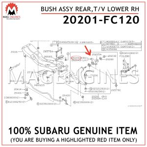 20201-FC120 SUBARU GENUINE BUSH ASSY REAR,T/V LOWER RH 20201FC120
