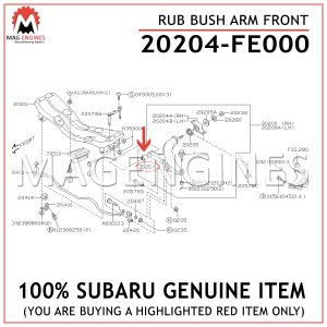 20204-FE000 SUBARU GENUINE RUB BUSH ARM FRONT 20204FE000