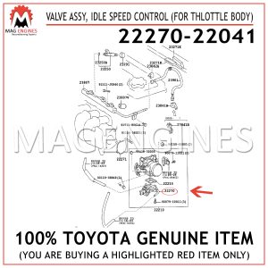 22270-22041 TOYOTA GENUINE VALVE ASSY, IDLE SPEED CONTROL (FOR THLOTTLE BODY) 2227022041