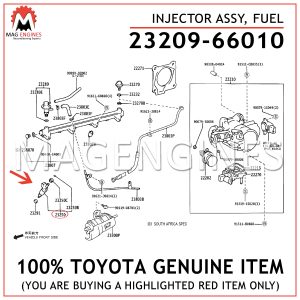 23209-66010 TOYOTA GENUINE INJECTOR ASSY, FUEL 2320966010