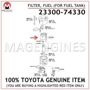23300-74330 TOYOTA GENUINE FILTER, FUEL (FOR FUEL TANK) 2330074330