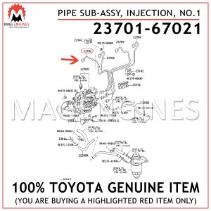 23701-67021 TOYOTA GENUINE PIPE SUB-ASSY, INJECTION, NO.1 2370167021