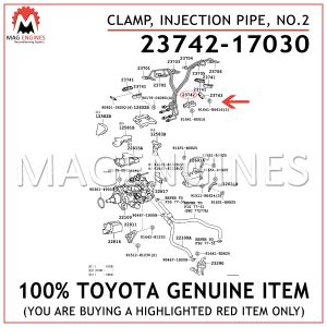 23742-17030 TOYOTA GENUINE CLAMP, INJECTION PIPE, NO.2 2374217030