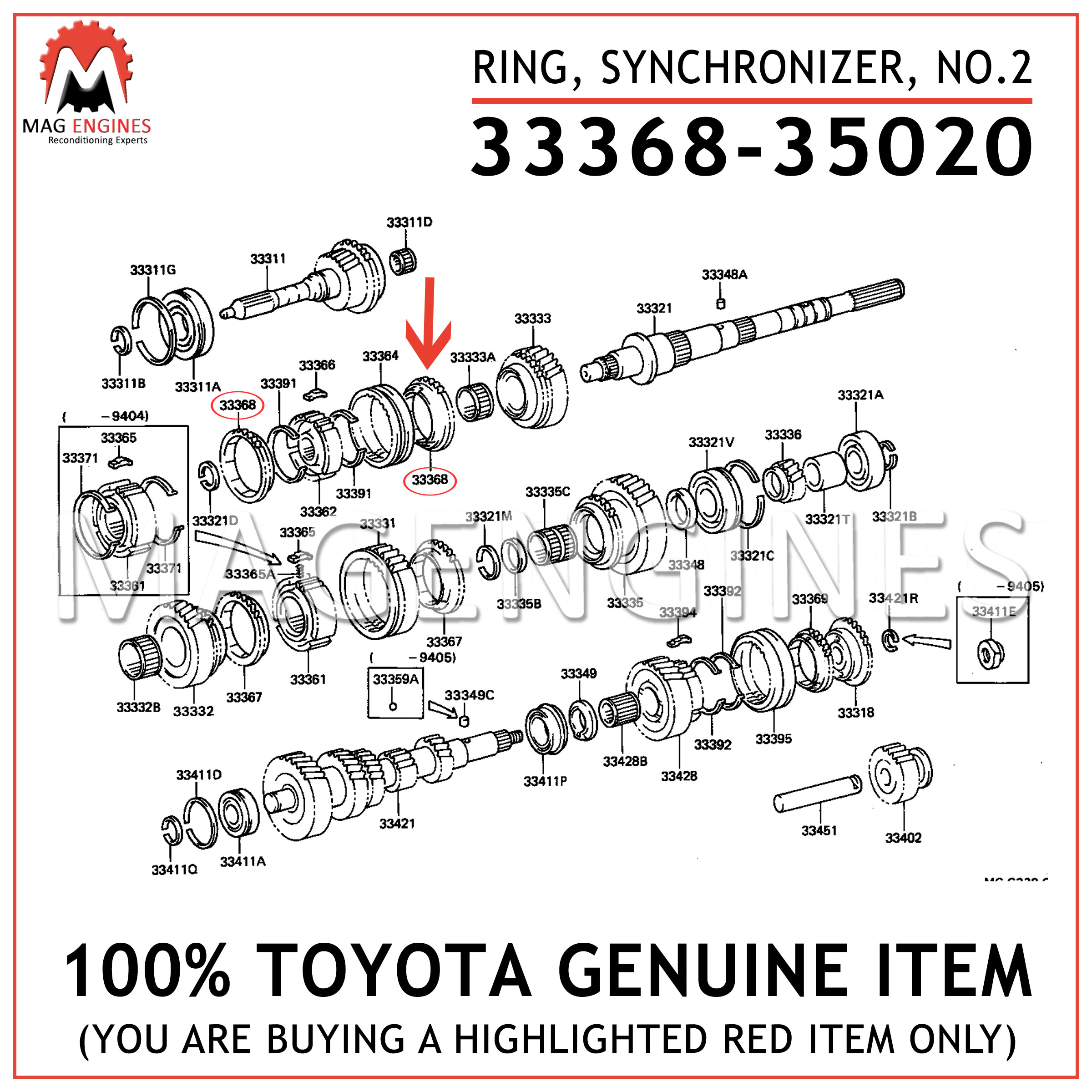 3336835020 Genuine Toyota RING NO.2 33368-35020 SYNCHRONIZER