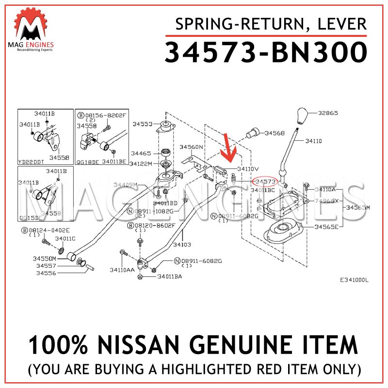 34573-Bn300 Nissan Genuine Spring-Return, Lever 34573Bn300 – Mag Engines