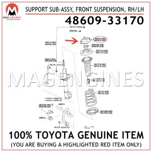 48609-33170 TOYOTA GENUINE SUPPORT SUB-ASSY, FRONT SUSPENSION, RHLH 4860933170