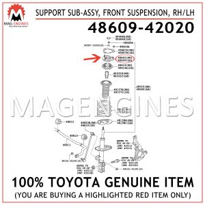 48609-42020 TOYOTA GENUINE SUPPORT SUB-ASSY, FRONT SUSPENSION, RHLH 4860942020