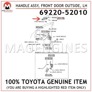 69220-52010 TOYOTA GENUINE HANDLE ASSY, FRONT DOOR OUTSIDE, LH 6922052010