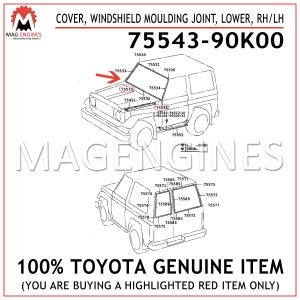75543-90K00 TOYOTA GENUINE COVER, WINDSHIELD MOULDING JOINT, LOWER, RHLH 7554390K00