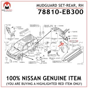 78810-EB300 NISSAN GENUINE MUDGUARD SET-REAR, RH 78810EB300