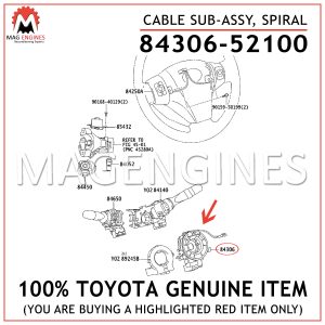 84306-52100 TOYOTA GENUINE CABLE SUB-ASSY, SPIRAL 8430652100