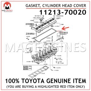 11213-70020 TOYOTA GENUINE GASKET, CYLINDER HEAD COVER 1121370020