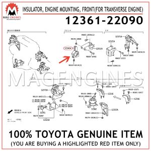 12361-22090 TOYOTA GENUINE INSULATOR, ENGINE MOUNTING, FRONT(FOR TRANSVERSE ENGINE) 1236122090