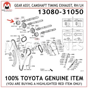 13080-31050 TOYOTA GENUINE GEAR ASSY, CAMSHAFT TIMING EXHAUST, RHLH 1308031050