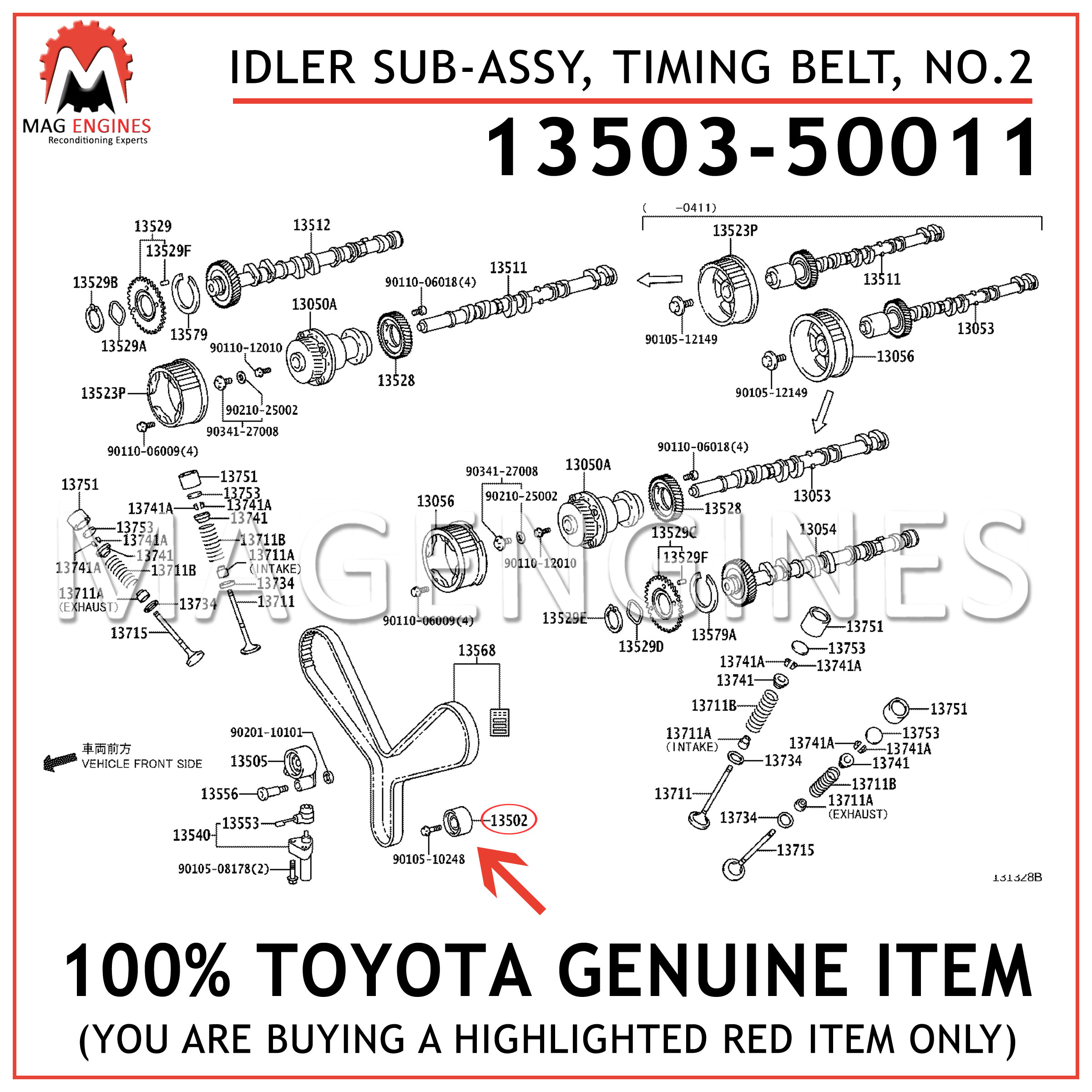Toyota 13503-64021 Engine Timing Belt Idler