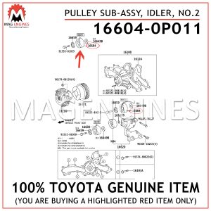 16604-0P011 TOYOTA GENUINE PULLEY SUB-ASSY, IDLER, NO.2 166040P011