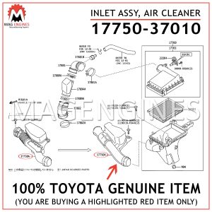 17750-37010 TOYOTA GENUINE INLET ASSY, AIR CLEANER 1775037010