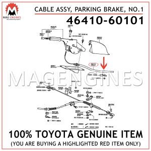 46410-60101 TOYOTA GENUINE CABLE ASSY, PARKING BRAKE, NO.1 4641060101