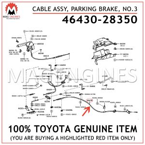 46430-28350 TOYOTA GENUINE CABLE ASSY, PARKING BRAKE, NO.3 4643028350