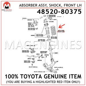 48520-80375 TOYOTA GENUINE ABSORBER ASSY, SHOCK, FRONT LH 4852080375