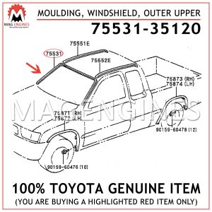 75531-35120 TOYOTA GENUINE MOULDING, WINDSHIELD, OUTER UPPER 7553135120