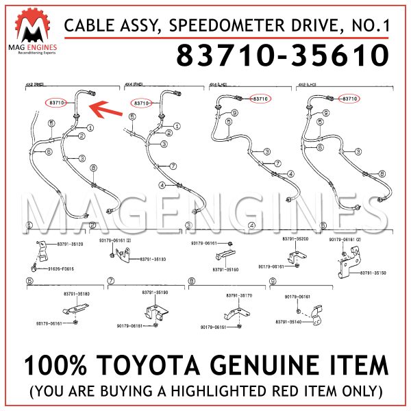 83710-35610 TOYOTA GENUINE CABLE ASSY, SPEEDOMETER DRIVE, NO.1 8371035610