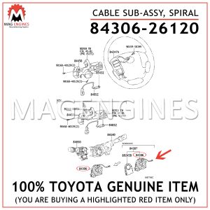84306-26120 TOYOTA GENUINE CABLE SUB-ASSY, SPIRAL 8430626120