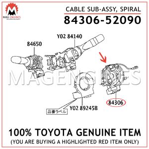 84306-52090 TOYOTA GENUINE CABLE SUB-ASSY, SPIRAL 8430652090