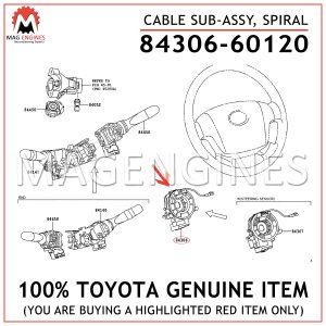 84306-60120 TOYOTA GENUINE CABLE SUB-ASSY, SPIRAL 8430660120