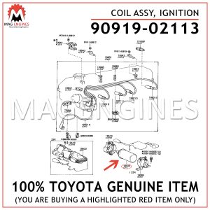 90919-02113 TOYOTA GENUINE COIL ASSY, IGNITION 9091902113