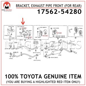 17562-54280 TOYOTA GENUINE BRACKET, EXHAUST PIPE FRONT (FOR REAR) 1756254280
