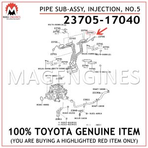 23705-17040 TOYOTA GENUINE PIPE SUB-ASSY, INJECTION, NO.5 2370517040
