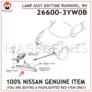 26600-3YW0B NISSAN GENUINE LAMP ASSY DAYTIME RUNNING, RH 266003YW0B