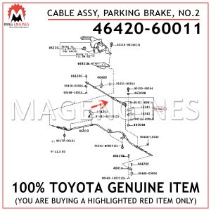 46420-60011 TOYOTA GENUINE CABLE ASSY, PARKING BRAKE, NO.2 4642060011