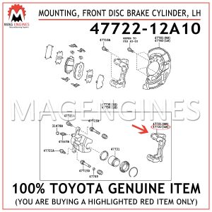 47722-12A10 TOYOTA GENUINE MOUNTING, FRONT DISC BRAKE CYLINDER, LH 4772212A10