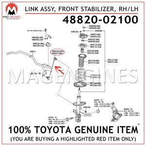 48820-02100 TOYOTA GENUINE LINK ASSY, FRONT STABILIZER, RHLH 4882002100