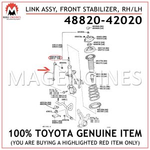48820-42020 TOYOTA GENUINE LINK ASSY, FRONT STABILIZER, RHLH 4882042020