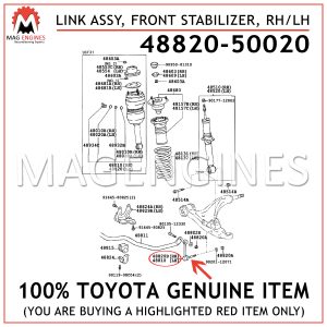 48820-50020 TOYOTA GENUINE LINK ASSY, FRONT STABILIZER, RHLH 4882050020