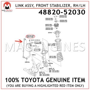 48820-52030 TOYOTA GENUINE LINK ASSY, FRONT STABILIZER, RHLH 4882052030