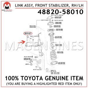 48820-58010 TOYOTA GENUINE LINK ASSY, FRONT STABILIZER, RHLH 4882058010