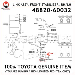 48820-60032 TOYOTA GENUINE LINK ASSY, FRONT STABILIZER, RHLH 4882060032