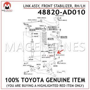 48820-AD010 TOYOTA GENUINE LINK ASSY, FRONT STABILIZER, RHLH 48820AD010