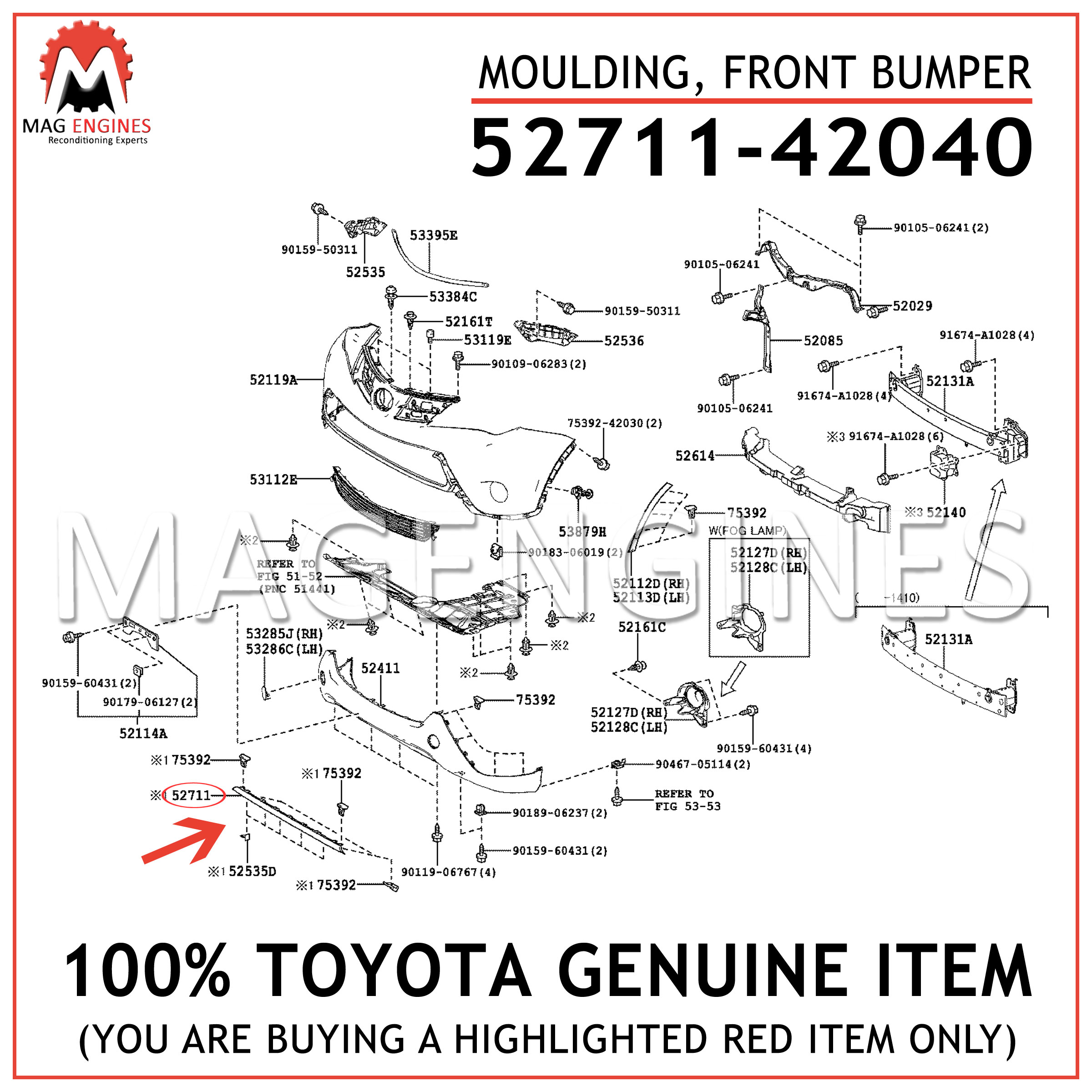 Genuine Toyota 52711-42030 Bumper Molding 
