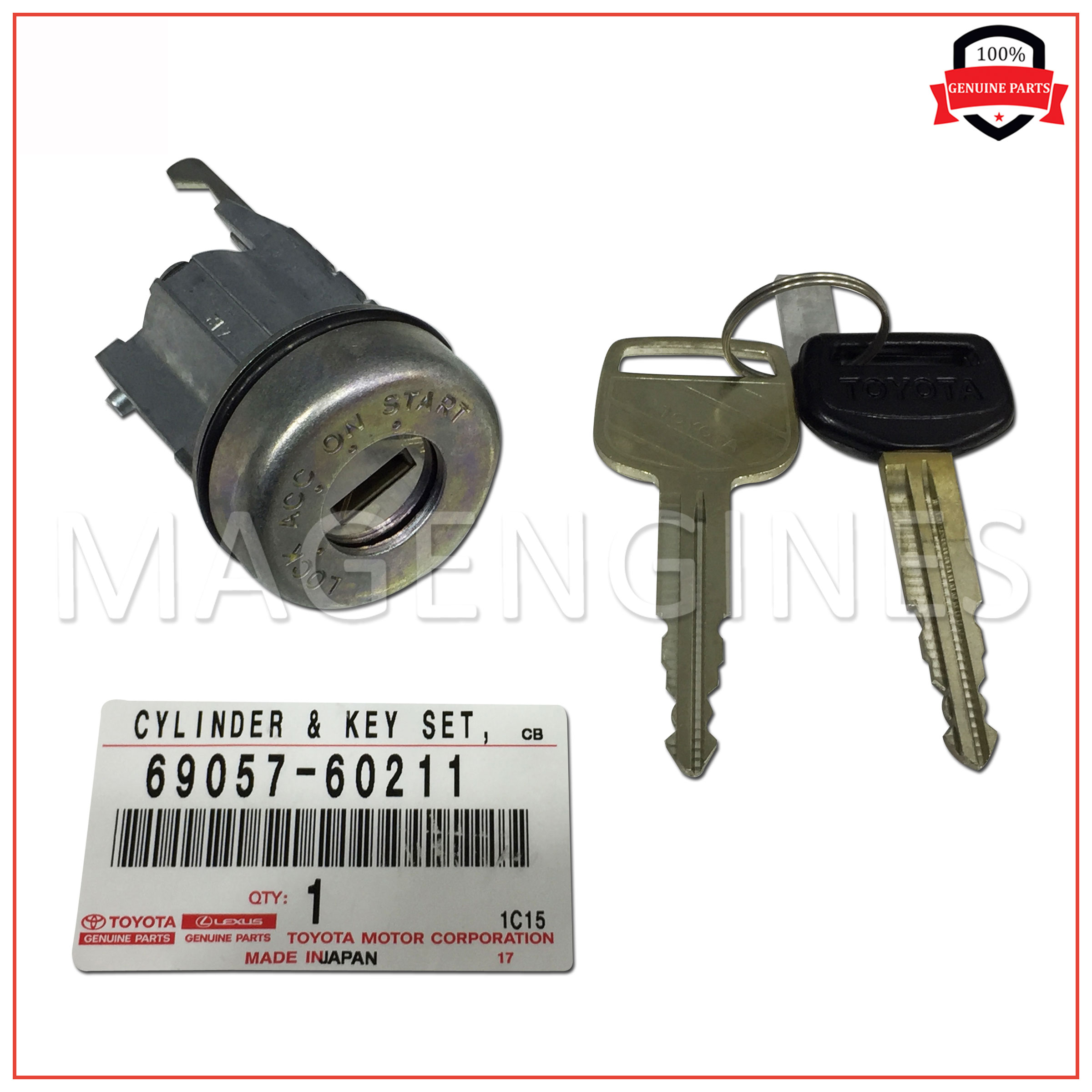 Toyota 69057-0R050 Ignition Switch Lock Cylinder and Key Set 