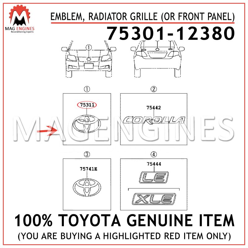 Toyota 75301-29145 Radiator Grille Emblem