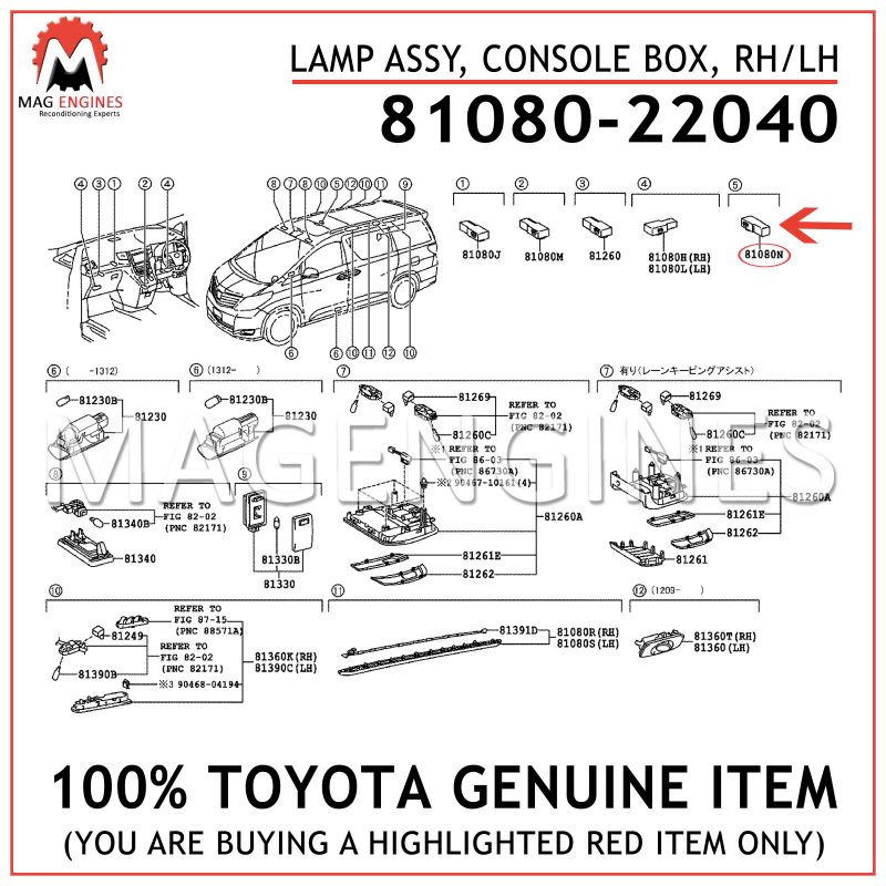 Toyota 81340-22050-02 Vanity Lamp Assembly 