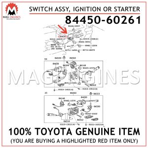 84450-60261 TOYOTA GENUINE SWITCH ASSY, IGNITION OR STARTER 8445060261