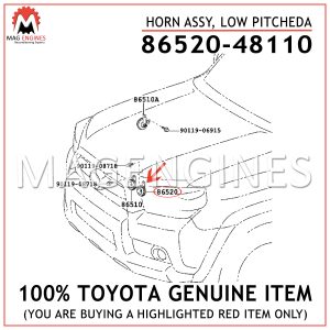 86520-48110 TOYOTA GENUINE HORN ASSY, LOW PITCHED 8652048110