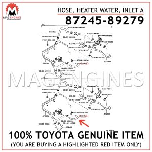 87245-89279 TOYOTA GENUINE HOSE, HEATER WATER, INLET A 8724589279