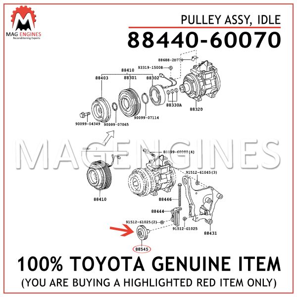 88440-60070 TOYOTA GENUINE PULLEY ASSY, IDLE 8844060070